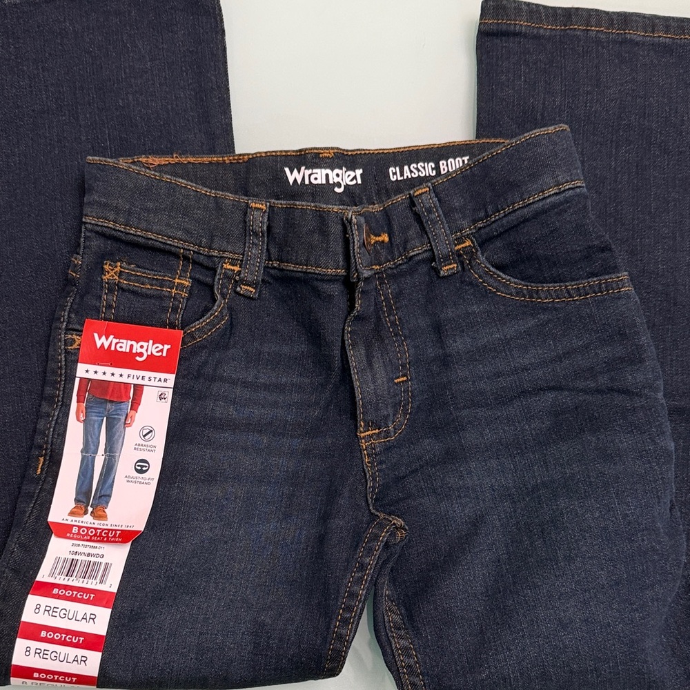 Wrangler Kids Boot Cut Jeans - Dark Blue with Contrast Stitching